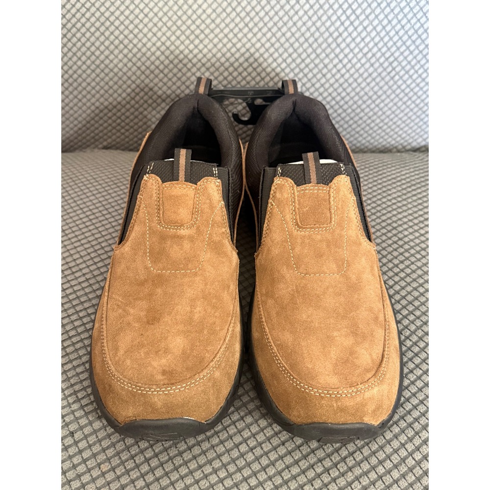George Mens Suede Slip On Casual Shoes Tan Brown Loafers Size 11 NEW